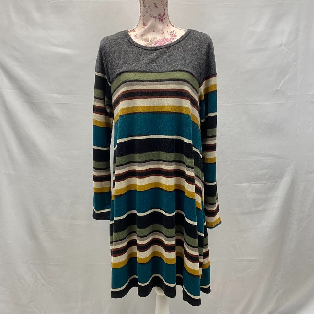 eloges sz:XL Striped Multi-Color Long Sleeve Shift Dress